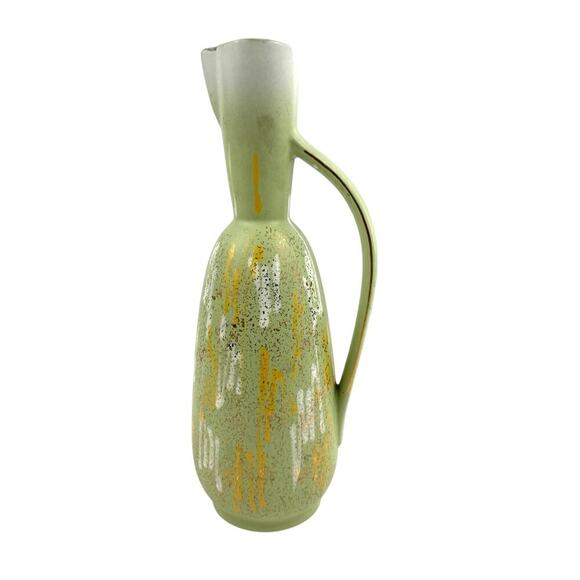 VTG Green Gold Speckled Cruet Pitcher Vase #578 Scheurich West Germany - Picture 1 of 16